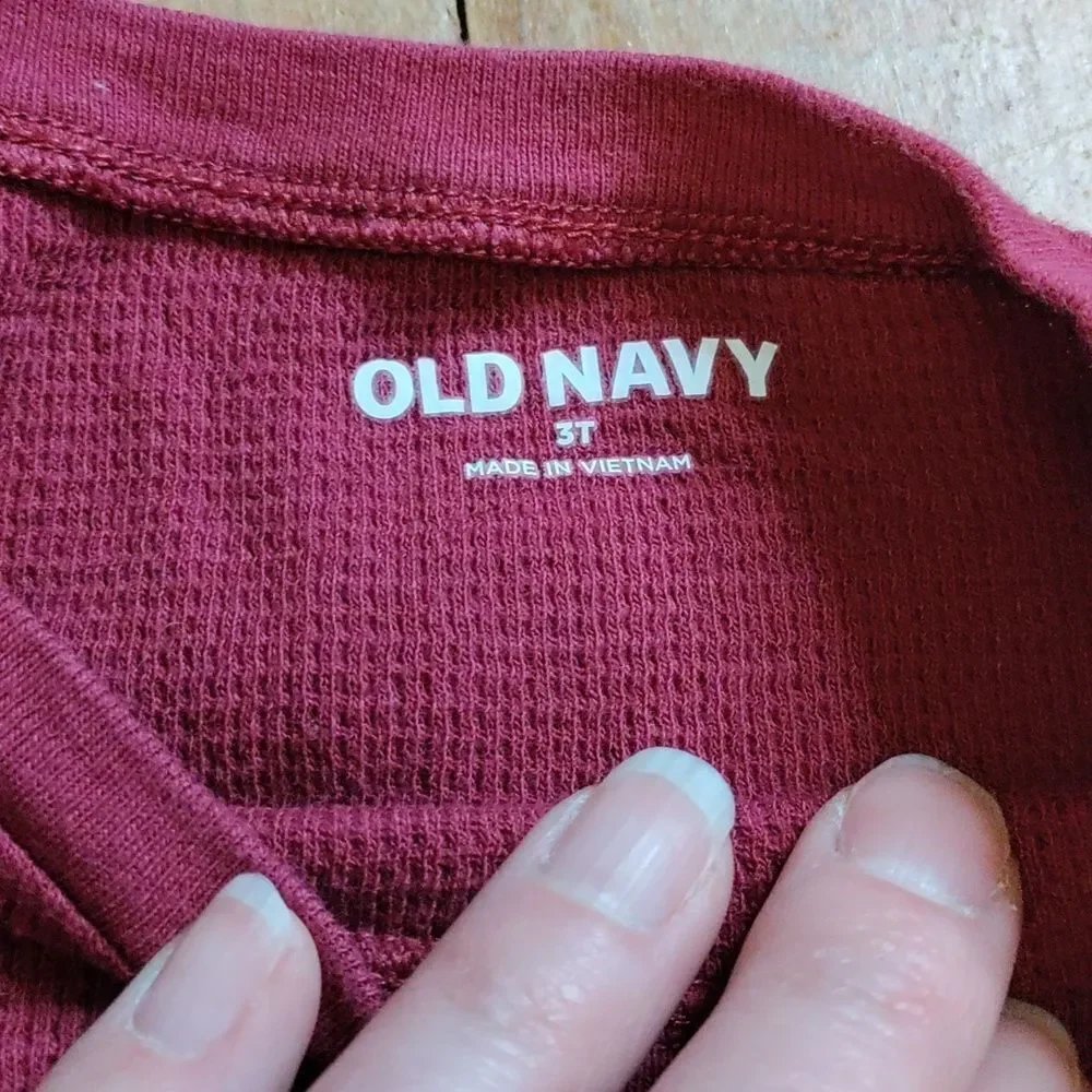 Old Navy shirt 3T bundle long sleeve waffle knit red white new cotton spring